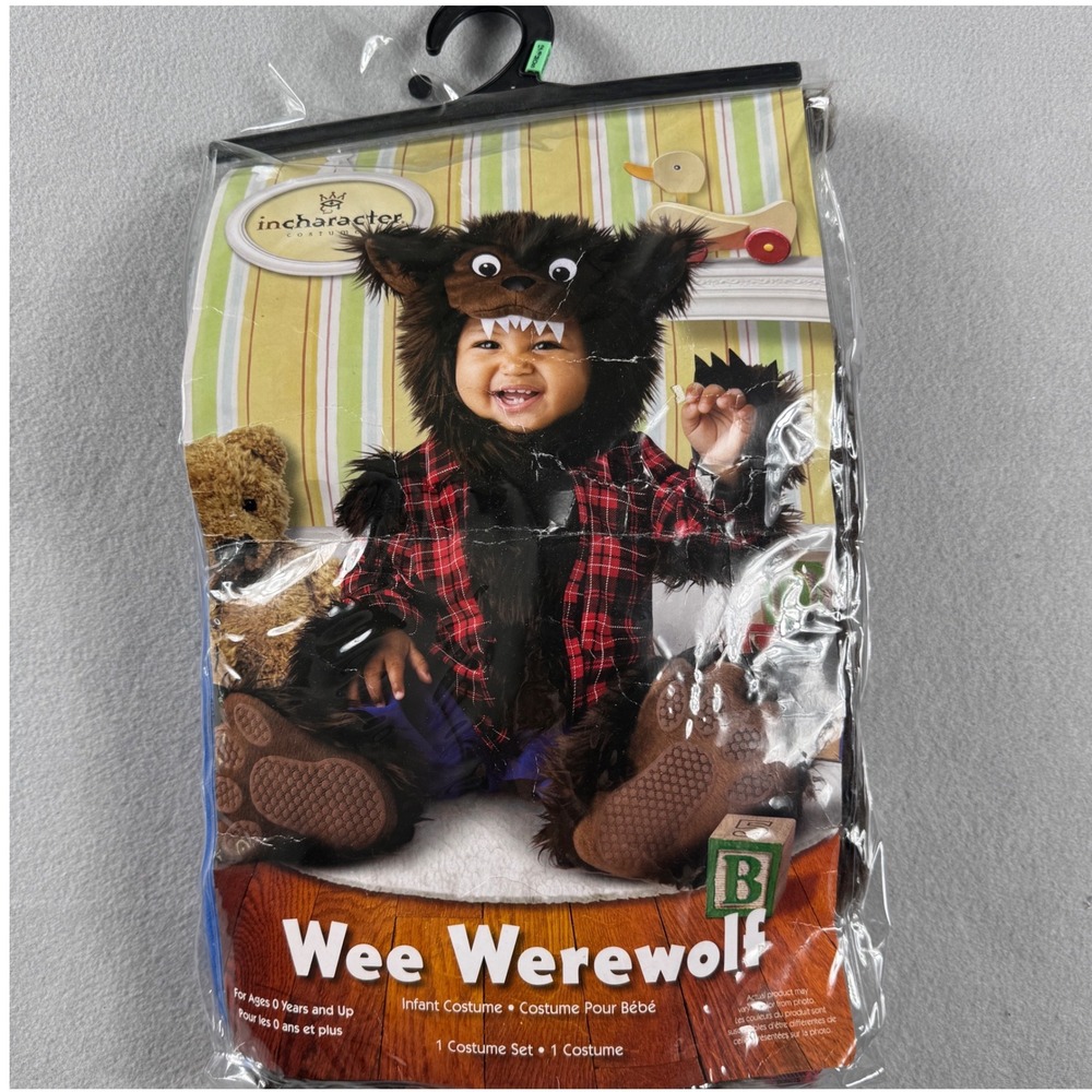 InCharacter Wee Werewolf Infant Costume Red Plaid Faux Fur Size M 12-18 Months